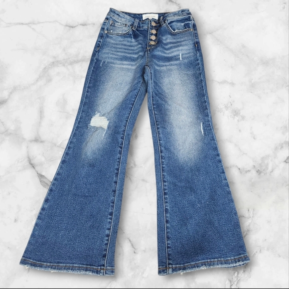 Risen Wide Leg Cropped Jeans - Picture 1 of 8